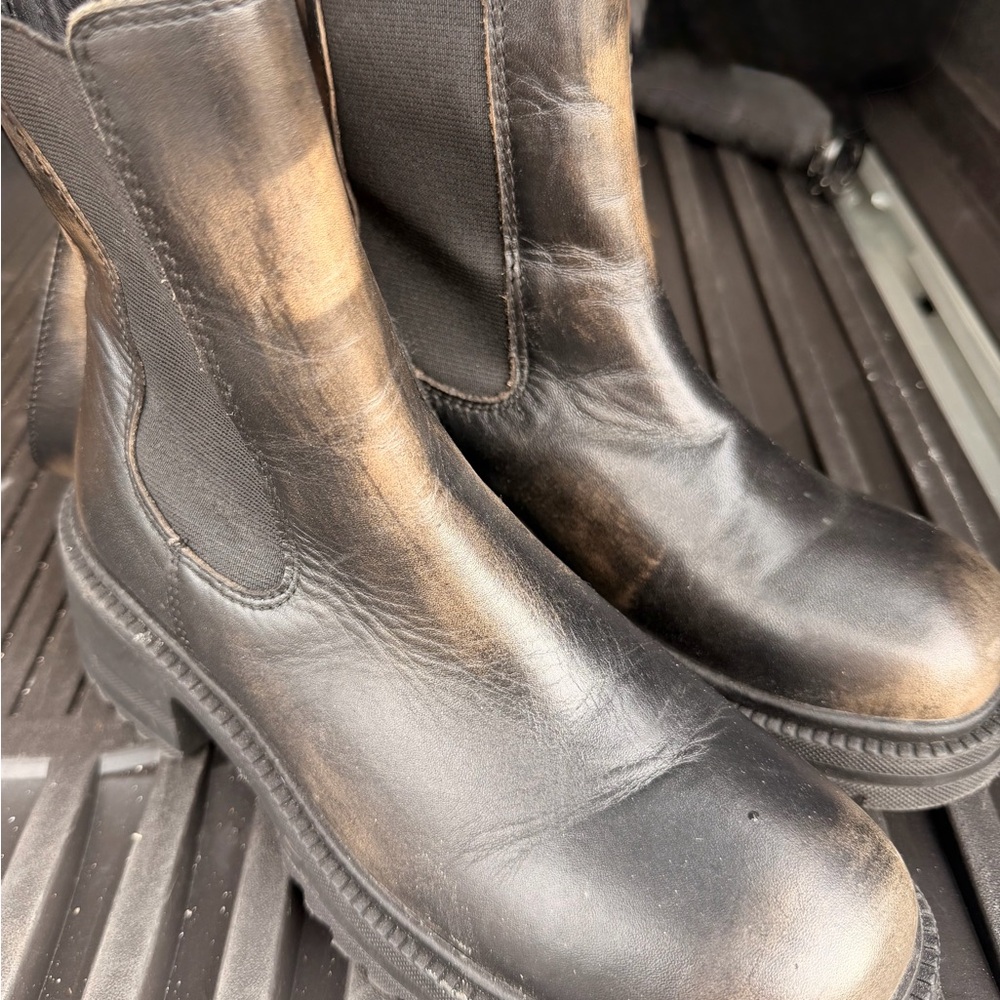 Steve Madden Black and Brown Combat Boots
